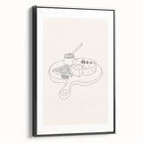 Black and white vintage poster art featuring a landscape painting on a framed canvas, suitable for bedroom decor.