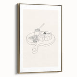 Framed canvas depicting a vintage poster-style landscape painting in black and gold tones, suitable for bedroom wall art.