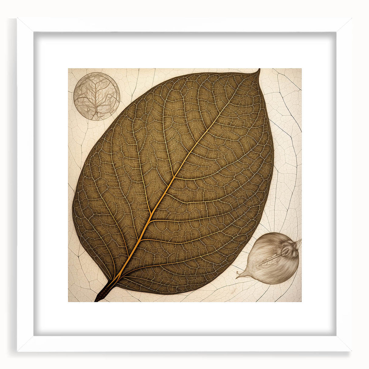 Floral wall art featuring a vibrant design of flowers and botanical leaves, elegantly framed with a white mat, perfect for enhancing home decor.