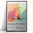 Large abstract wall art featuring mid-century modernist design in black and white tones, framed in acrylic.