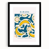 Extra large abstract art print featuring colorful textured fruits on a black framed canvas, ideal for living room decor.