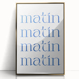 Large art print of a mid-century modernist food illustration in gold and white tones, framed acrylic.