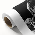 Art deco poster featuring a stylized family meal scene in muted earth tones on rolled canvas, ideal for dining room wall art.