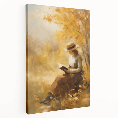 Autumn Reading Scene - Thanksgiving Wall Hangings Print