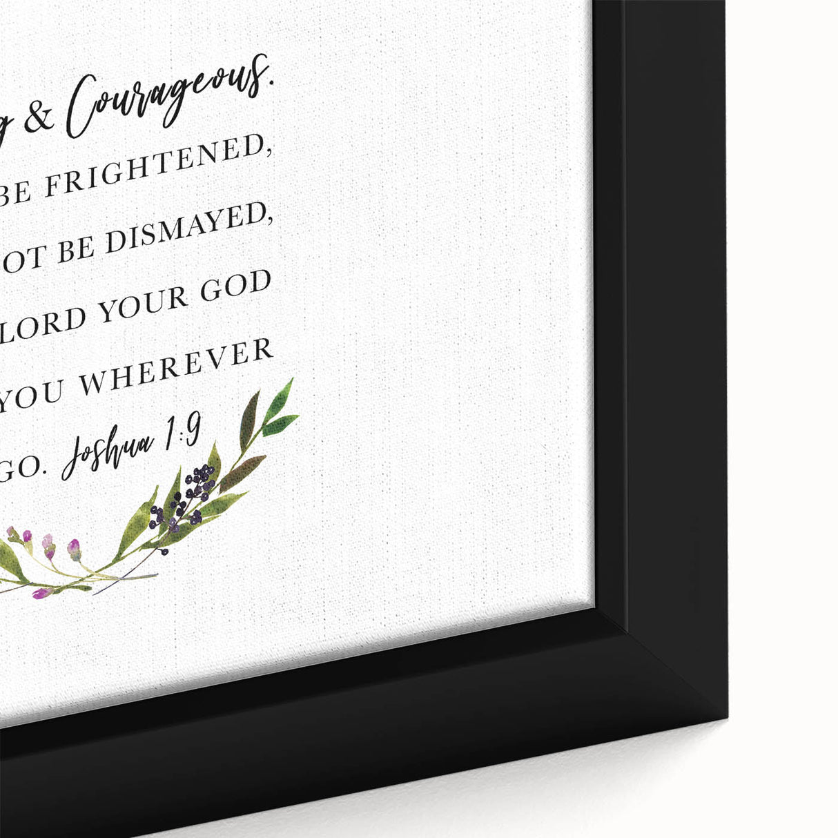 Inspirational Typography Art - Joshua 1:9 Strength Canvas Print