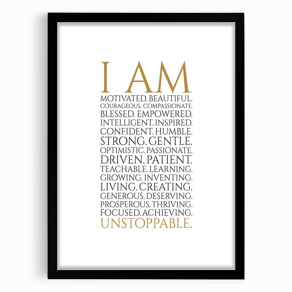Empowerment Typography Art Print – I AM Affirmations Canvas