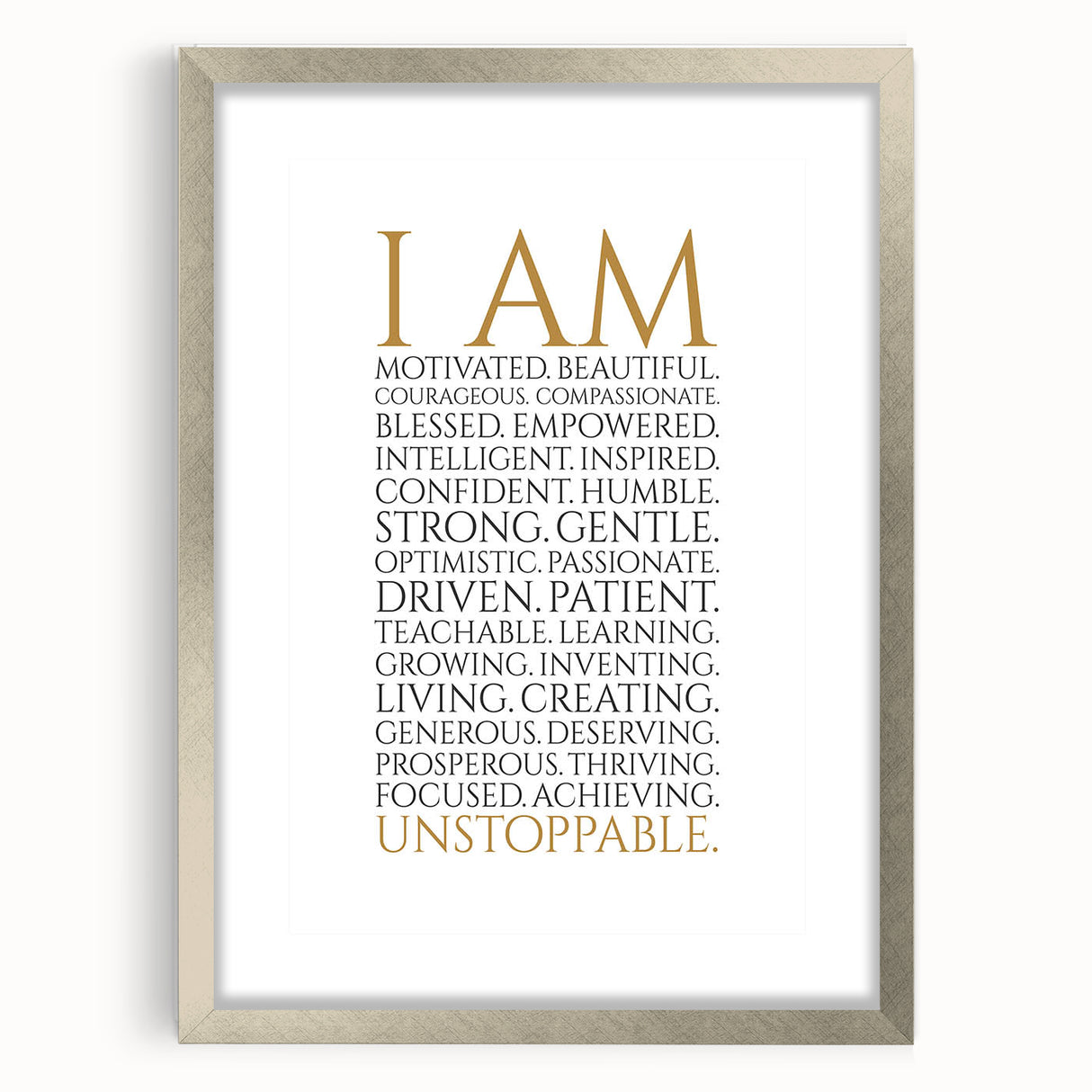 Empowerment Typography Art Print – I AM Affirmations Canvas