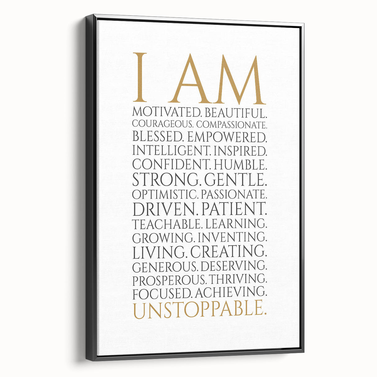Empowerment Typography Art Print – I AM Affirmations Canvas