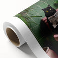 Bathroom Framed Art - Black Cat Reading Newspaper