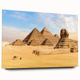 Acrylic glass print of an abstract African landscape in earthy tones, ideal for bedroom or dining room decor.