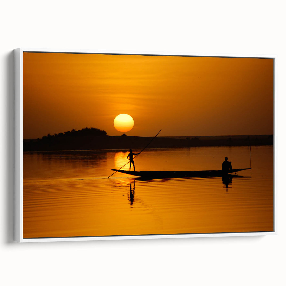 Framed canvas featuring a vintage-style landscape painting of the Mali scenery, with muted earth tones.