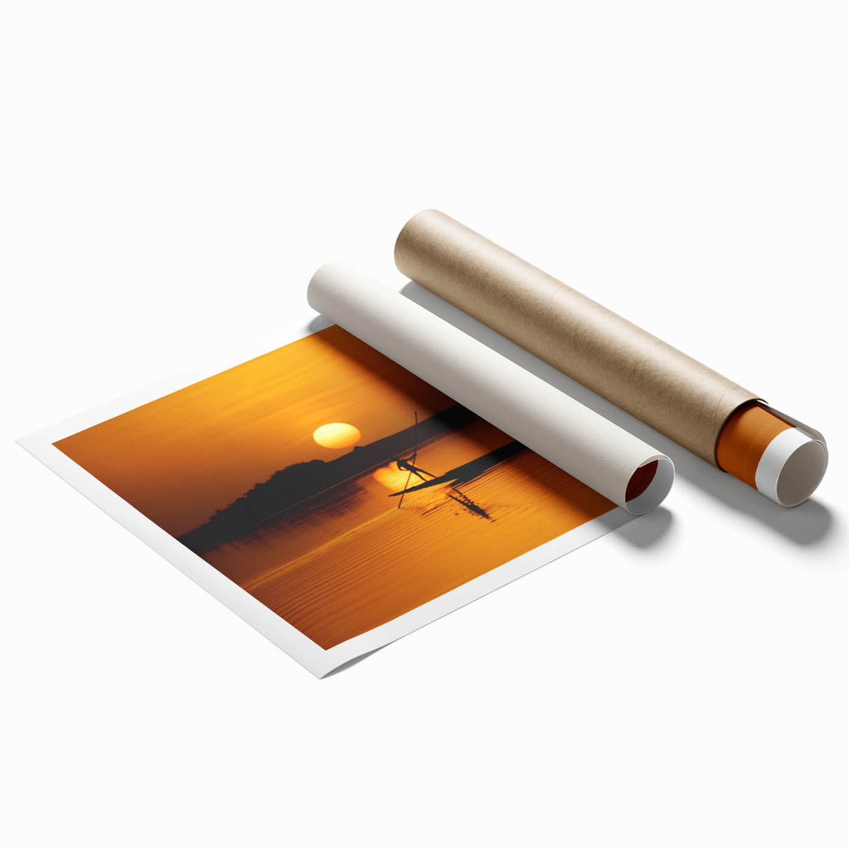 Extra large rolled print depicting a serene Mali landscape in earth tones, ideal for classy bathroom wall art.