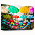 Acrylic print of a Mauritian landscape, featuring vivid blue and green tones, ideal for dining room decor.