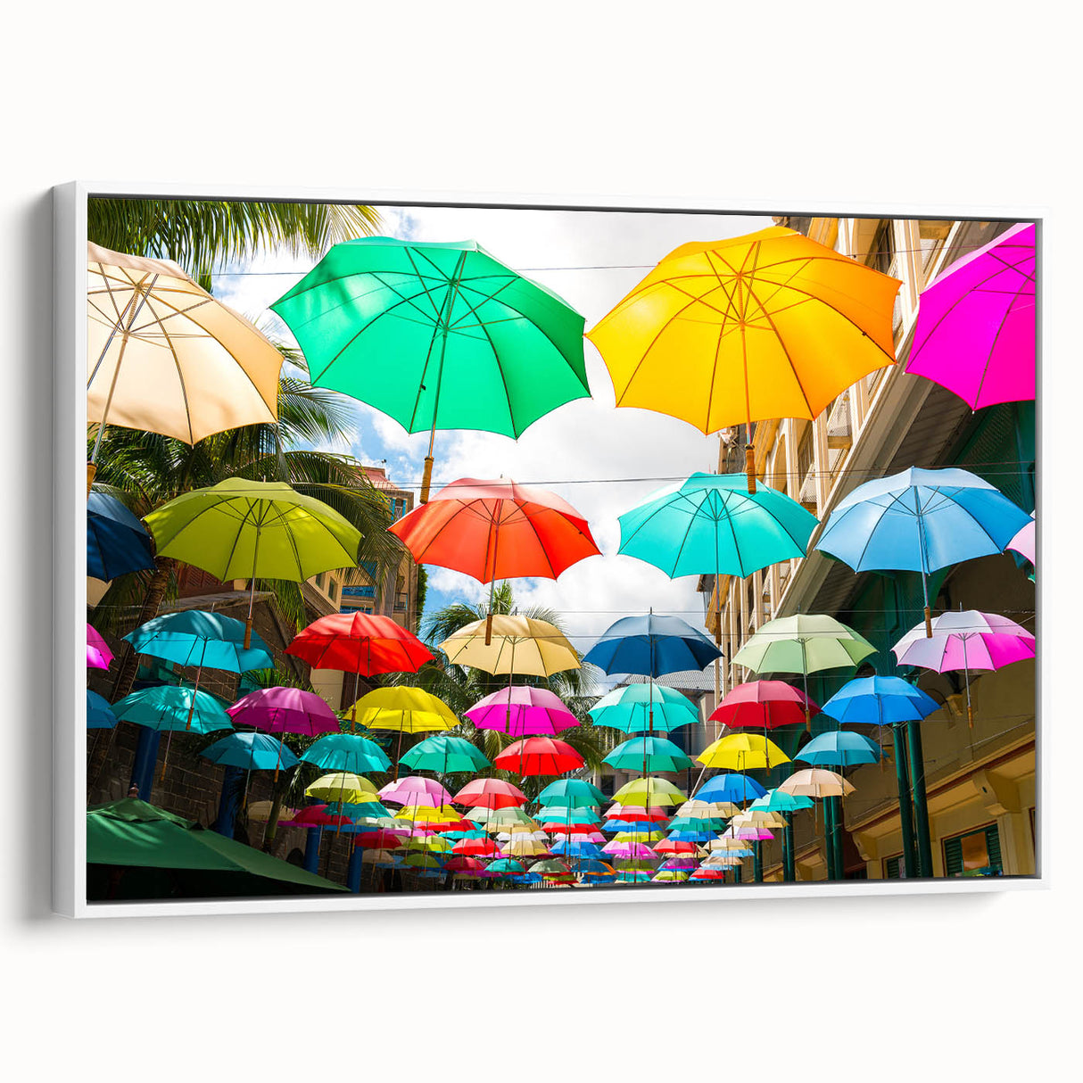 Landscape painting of Mauritius on framed canvas, featuring black and white vintage style, ideal for bedroom decor.