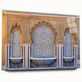 Acrylic print of a Moroccan landscape in muted earth tones, ideal for dining room or bedroom decor.
