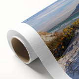 Art deco poster of a South African landscape in muted earth tones on rolled canvas, ideal for nursery wall art.