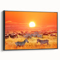 Black and white framed canvas of a Tanzanian landscape, ideal for bedroom wall art.