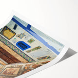 Extra large wall art featuring line art flowers in muted earth tones on a rolled canvas.