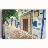 Black and white photo of Tunisian landscape on large stretched canvas, ideal for kitchen wall art.