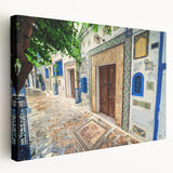 Large canvas print of a Tunisian landscape in earthy tones, ideal for kitchen wall art.