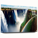 Acrylic print of a large abstract landscape in Zambia, with earthy tones and splashes of green, ideal for dining room decor.