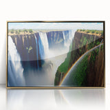 Large acrylic print of a mid-century modernist African landscape in muted earth tones, ideal for modern art wall decor.