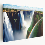 Large stretched canvas depicting an African savannah scene, with warm earth tones, ideal for kitchen wall art.