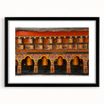 Extra large framed abstract art print featuring a colorful, textured depiction of a Bhutanese landscape.
