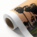 Art Deco style poster of a Cambodian landscape on rolled canvas, ideal for nursery wall art or dining room decor.