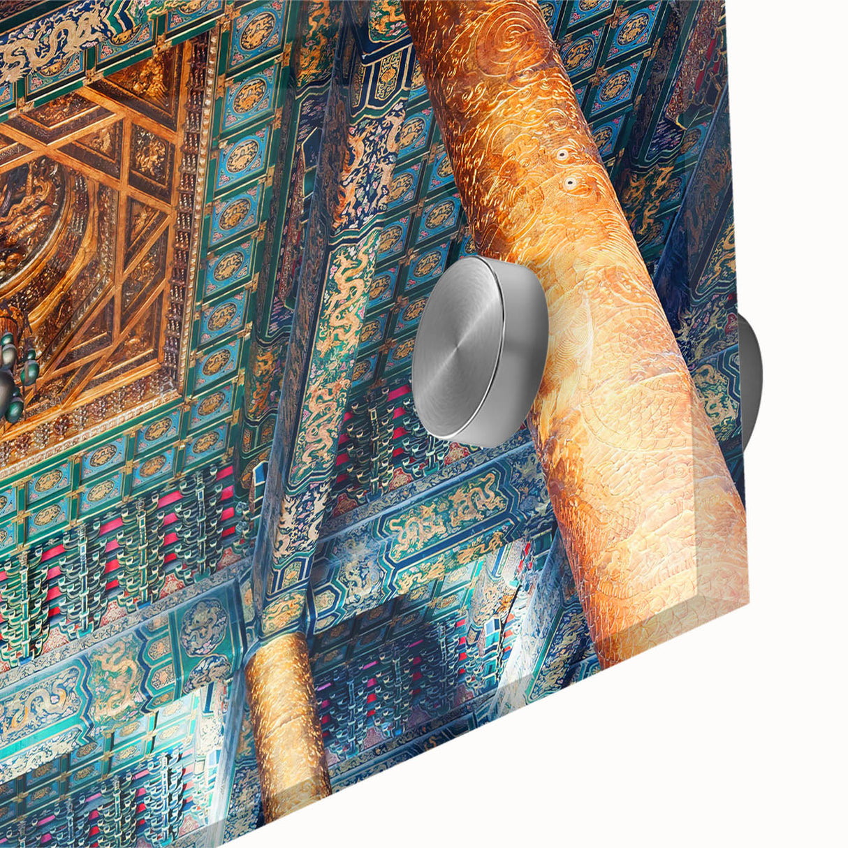 Large abstract wall art of Beijing scenery in muted earth tones on acrylic glass, suitable for dining room ambiance.