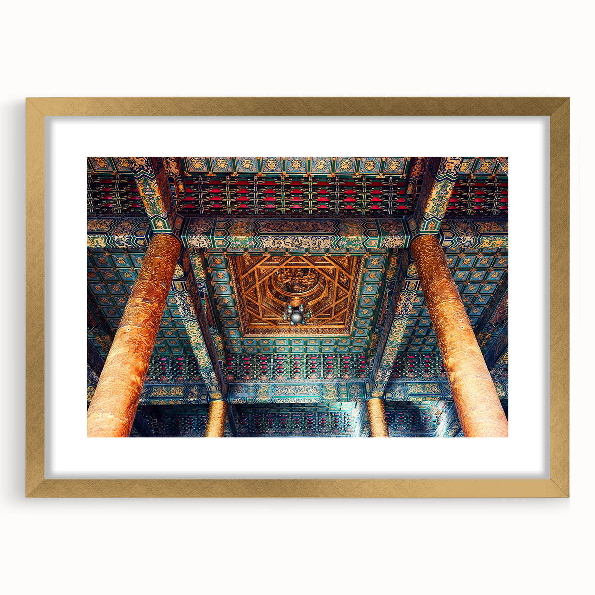 Extra large wall art featuring a textured abstract print of Beijing landscape in muted gold and black tones.