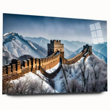 Acrylic print of the Great Wall of China in muted earth tones, ideal for bedroom or dining room art.