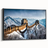 Black and white framed canvas of the Great Wall of China, ideal for bedroom wall decor.