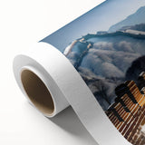 Art deco poster of the Great Wall of China in muted earth tones on rolled canvas, ideal for nursery wall art.
