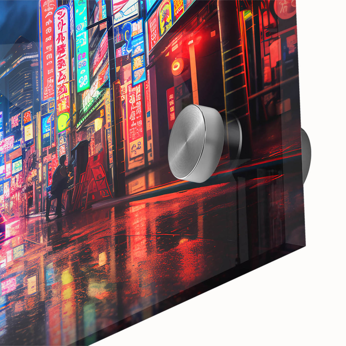 Large abstract wall art of Shanghai skyline in muted blue and gray tones on acrylic glass, ideal for dining room art.