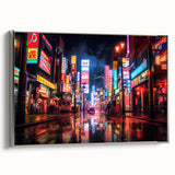 Framed canvas of a vintage Shanghai landscape with colorful art on a black background, ideal for living room decor.
