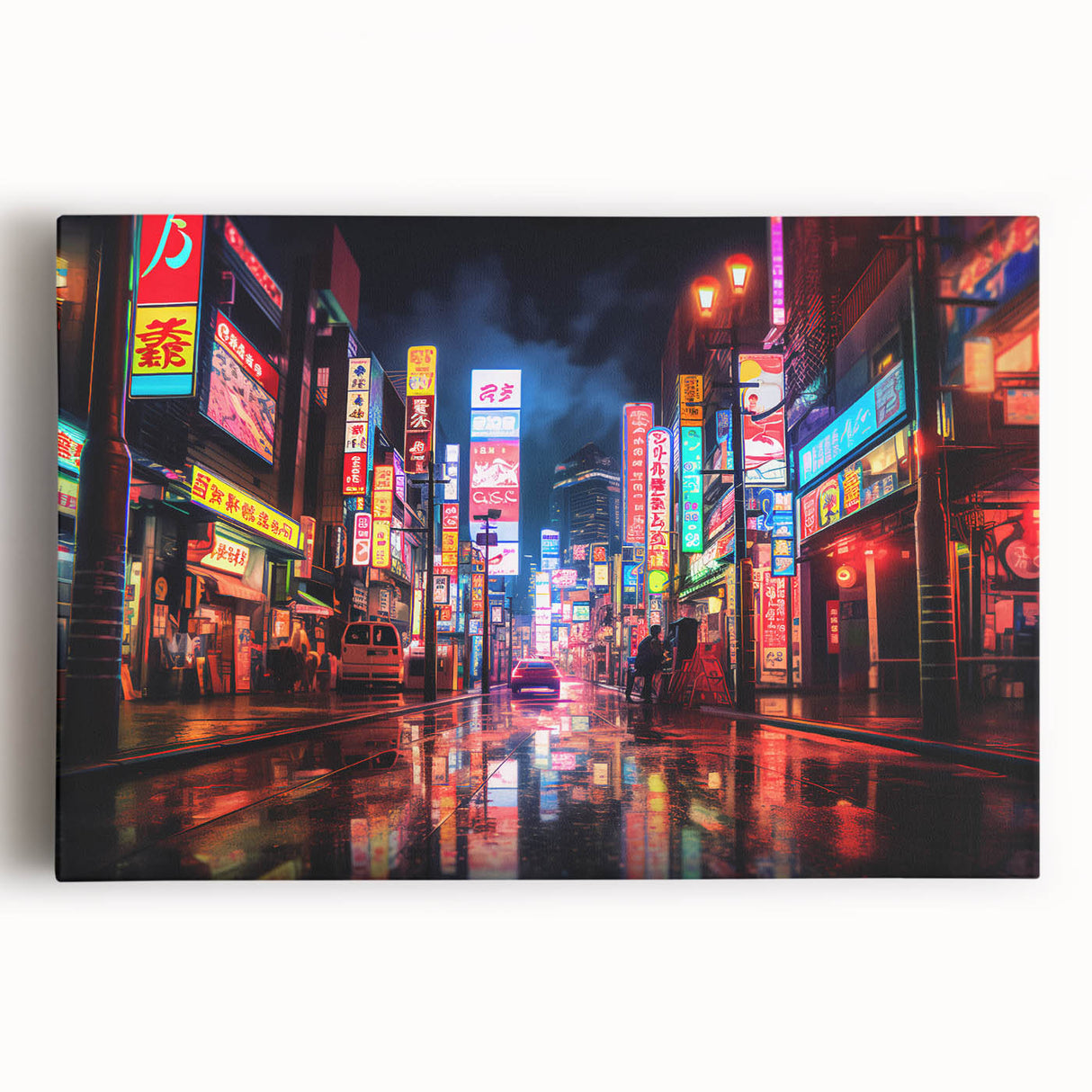 Black and white large art print of Shanghai skyline on stretched canvas, suitable for kitchen wall art.