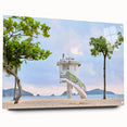 Acrylic glass print of Hong Kong skyline in muted gray and blue tones, ideal for modern bedroom or dining room decor.