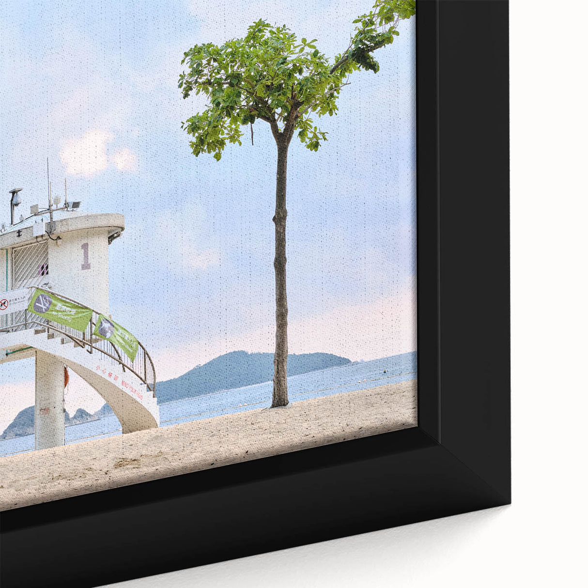 Black wall art featuring a textured Hong Kong skyline in vibrant colors on a framed canvas, ideal for living room decor.