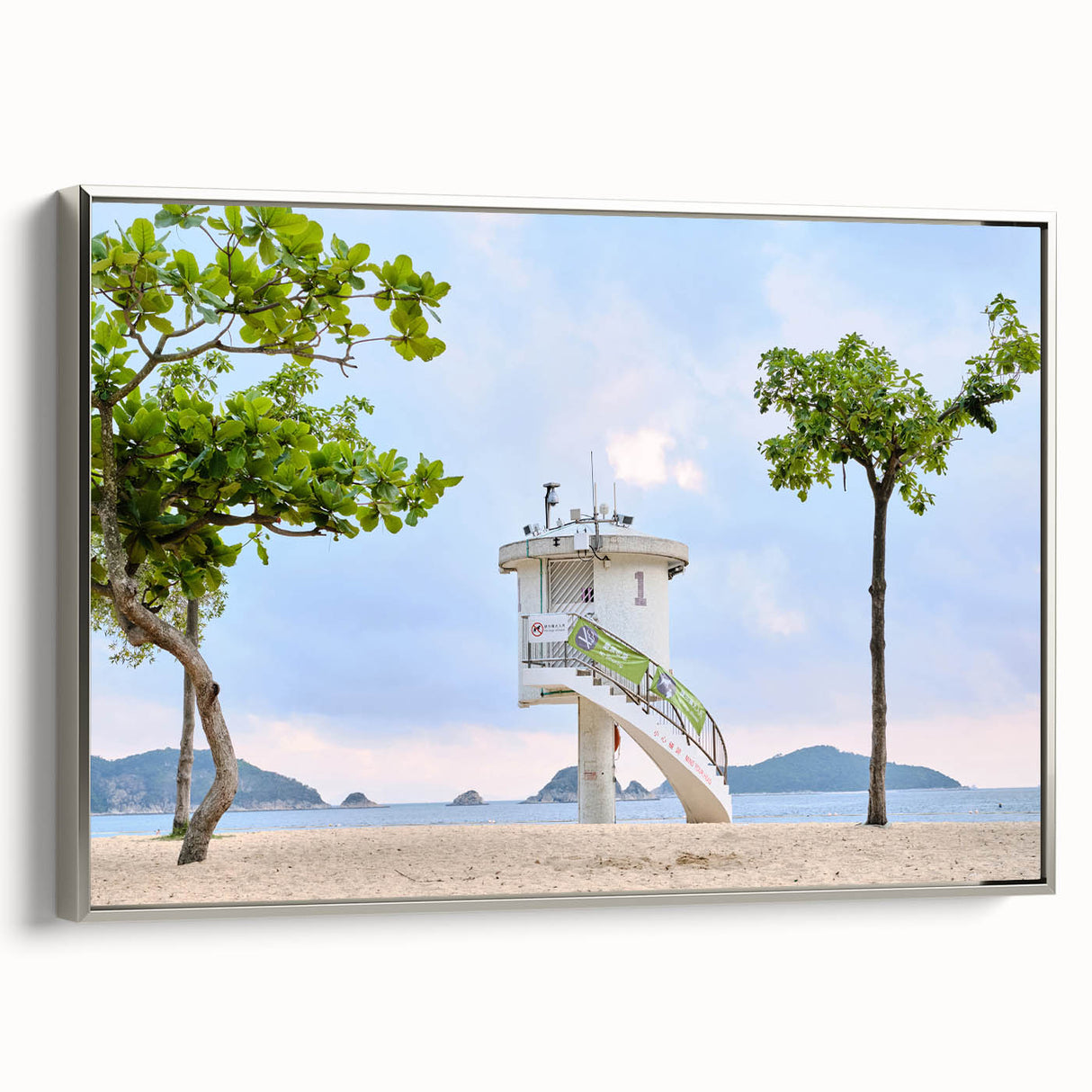 Framed canvas landscape art paintings depicting Hong Kong.
