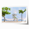 Extra large rolled canvas print depicting vibrant Hong Kong skyline with floral accents, ideal for art wall dining room.