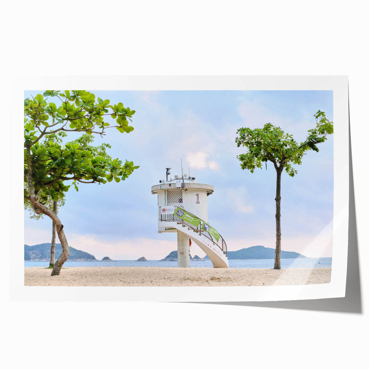 Extra large rolled canvas print depicting vibrant Hong Kong skyline with floral accents, ideal for art wall dining room.