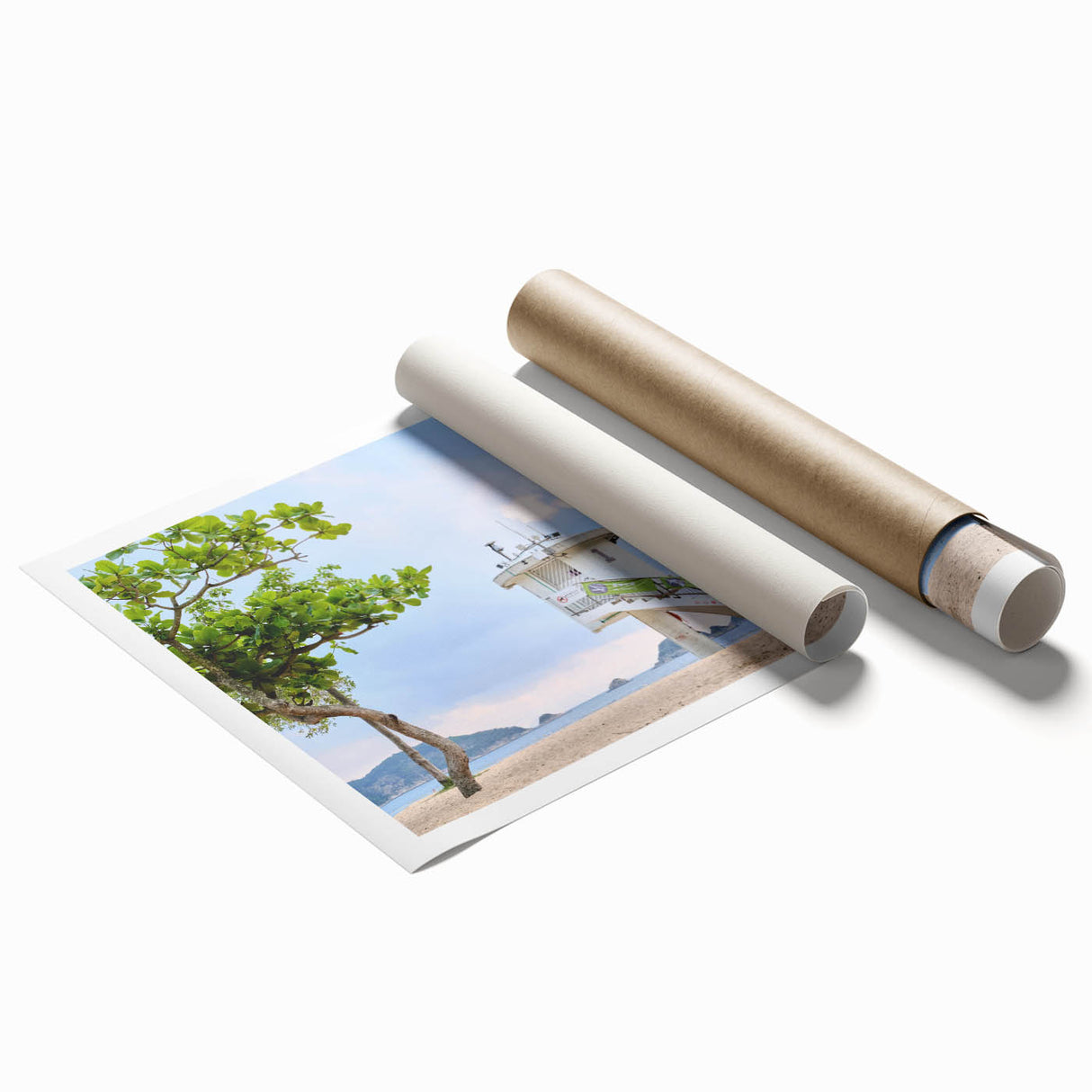 Extra large rolled print of Hong Kong scenery with vibrant city lights and floral elements.