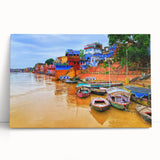 Large black and white stretched canvas of a scenic Indian landscape, ideal for kitchen wall art or bedroom ambiance.