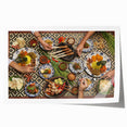 Extra large rolled print depicting Indonesian scenery with lush florals in vibrant green and earth tones.