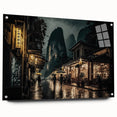 Acrylic print of a serene Kyoto landscape in soft watercolor tones, ideal for bedroom or dining room decor.