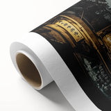 Art deco poster of Kyoto scenery in soft pastel shades on rolled canvas, ideal for nursery wall art.