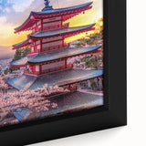 Extra large framed canvas of Mount Fuji with textured black and colorful art, ideal for living room decor.