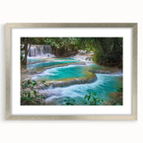 Textured abstract art print of a Laotian landscape in muted earth tones, framed in silver, ideal for bedroom art.