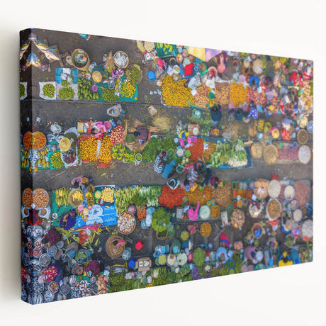 Large art depicting a Myanmar landscape with lush greens and temples on stretched canvas, ideal for kitchen wall art.